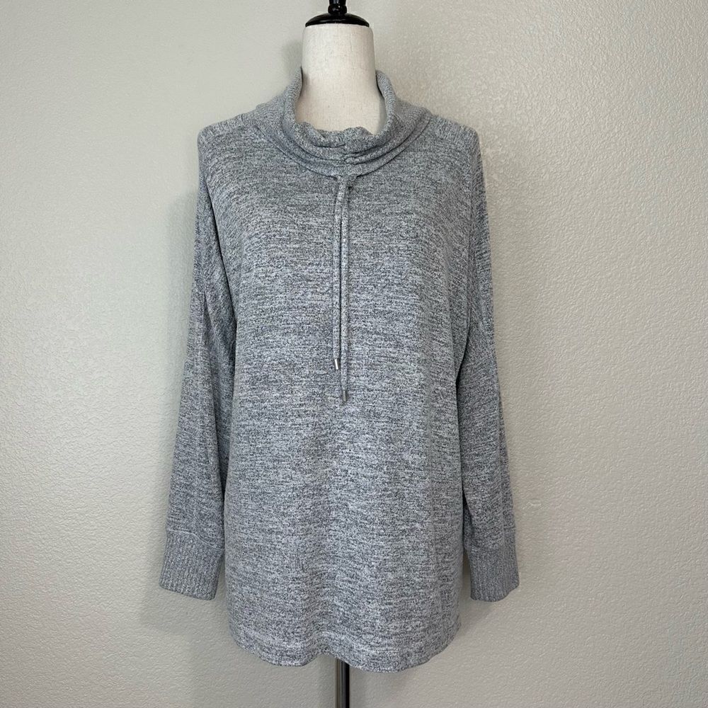 Chico’s Zenergy Gray Cowl Neck Long Sleeves Sweater, Sz Medium